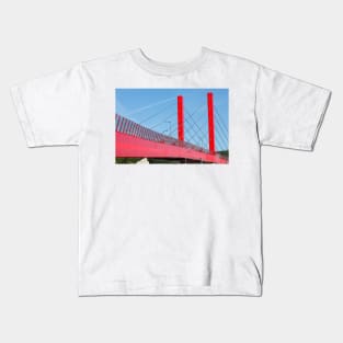 Red Bridge, Suspension Bridge, Mersch, Luxembourg, Europe Kids T-Shirt